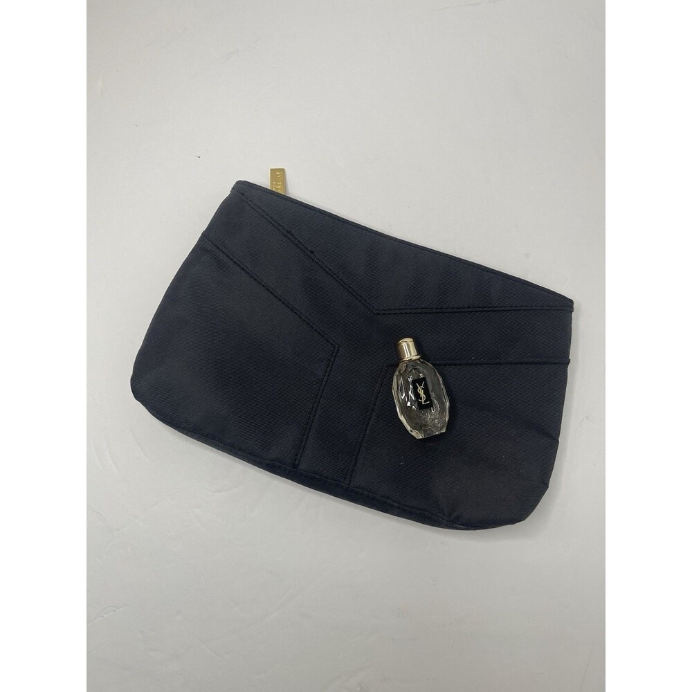 YSL Black Makeup Bag + Mini Perfume 9x6" Yves Saint Laurent